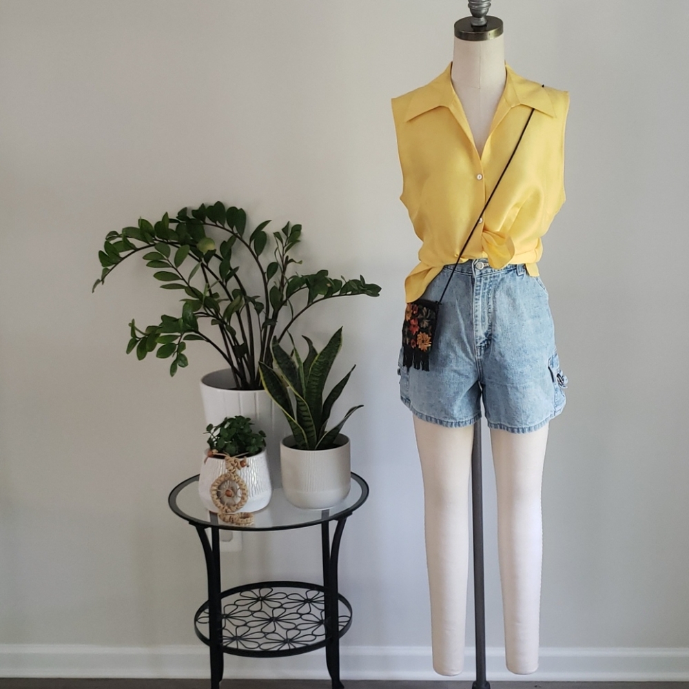1990s Silk Button Down Top